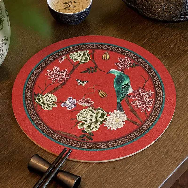 Chinoiserie Diatomite Absorbent Quick-Dry Non-Slip Round Coaster - SinoCultural
