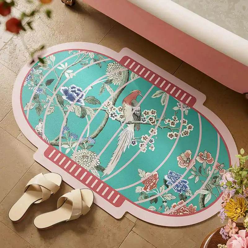 Chinoiserie Lantern-Shaped Absorbent Bathroom Mat Non-Slip Rug - SinoCultural
