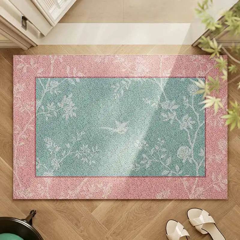 Chinoiserie Powder Pink Absorbent Muddy Front Door Mat - SinoCultural