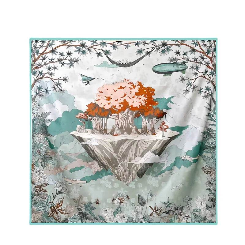 Mulberry Silk 14 Momme Square Scarf Mint Forest 108x108 cm - SinoCultural