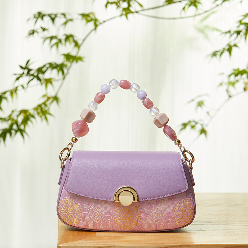 Brocade Jacquard Mulberry Silk Exquisite Handbag-Handbag-SinoCultural-Purple-Single Bag-P22028104P-SinoCultural