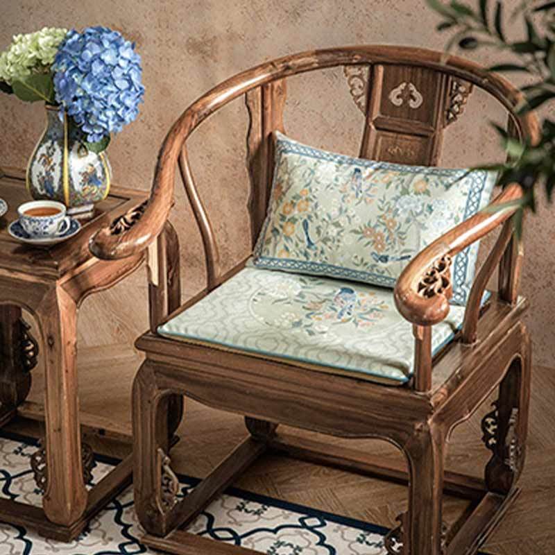 Chinoiserie Style Plush Printed Chair Cushion for Comfort - SinoCultural -- SC022A38 - 
