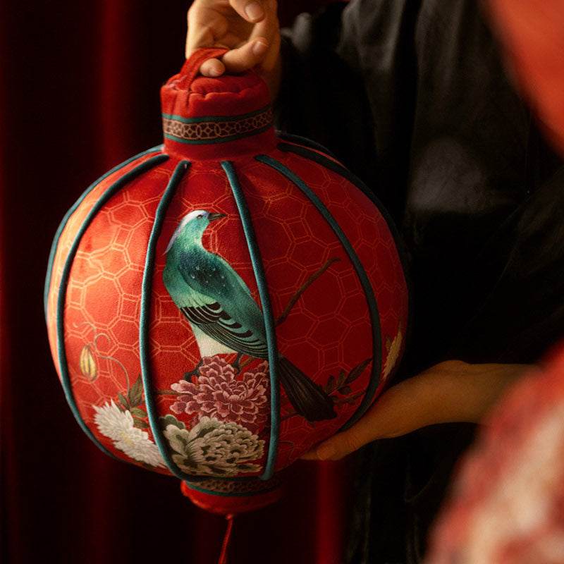 Chinoiserie Red Festive Chinese Lantern Pillow for Living Room - SinoCultural -- SJZBZ020RD01 - 