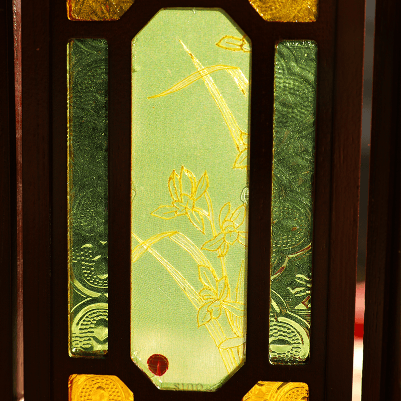 Hand-Embroidered Cantonese Mansion Window Ornament in Sandalwood Frame - SinoCultural -- BXL06WCS174A08 - 