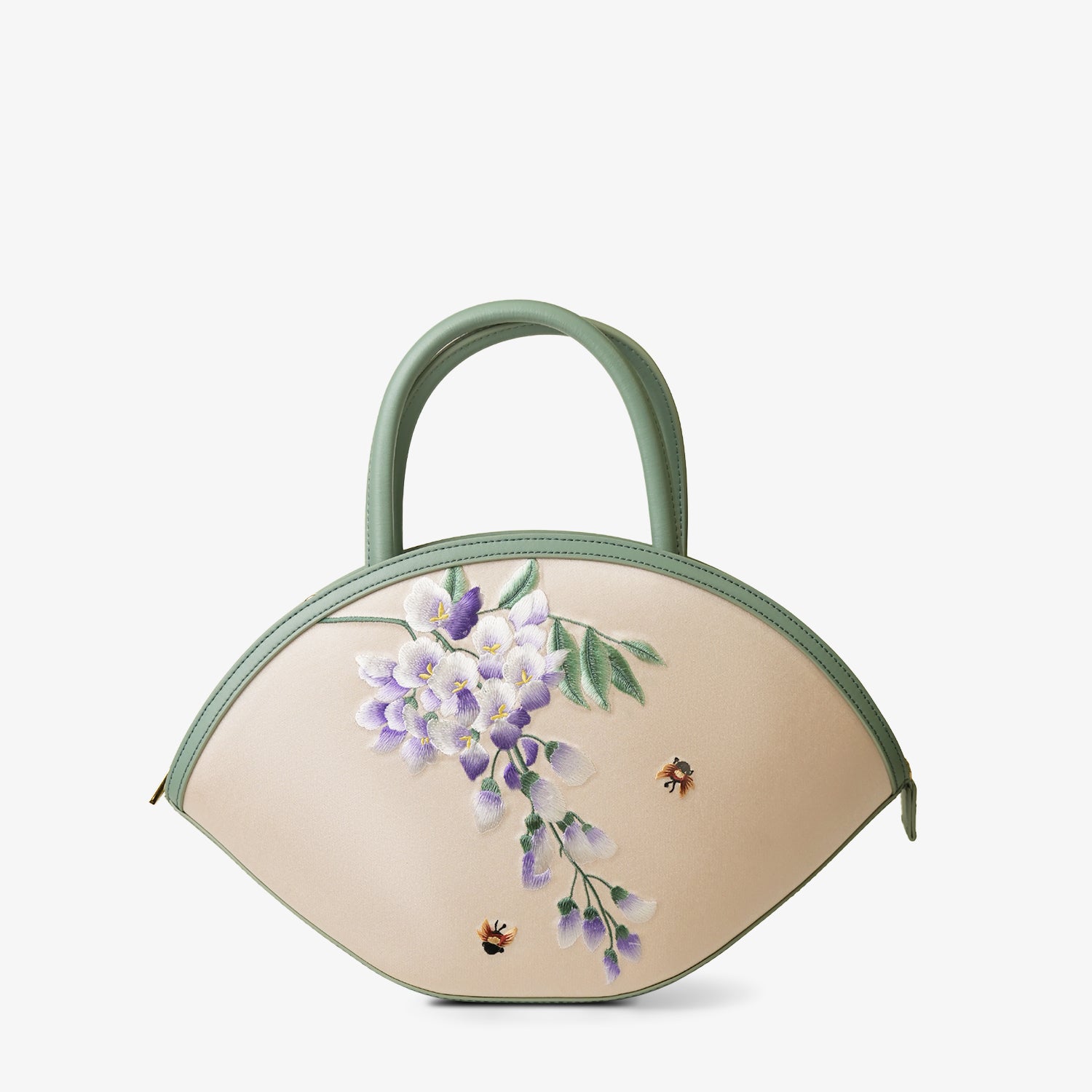 Embroidery Wisteria Floral Handbag-SinoCultural