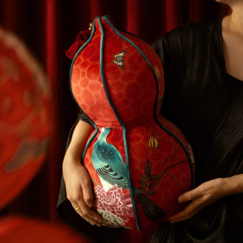 Chinoiserie Red Festive Chinese Lantern Pillow for Living Room - SinoCultural -- SJZBZ020RD01 - 