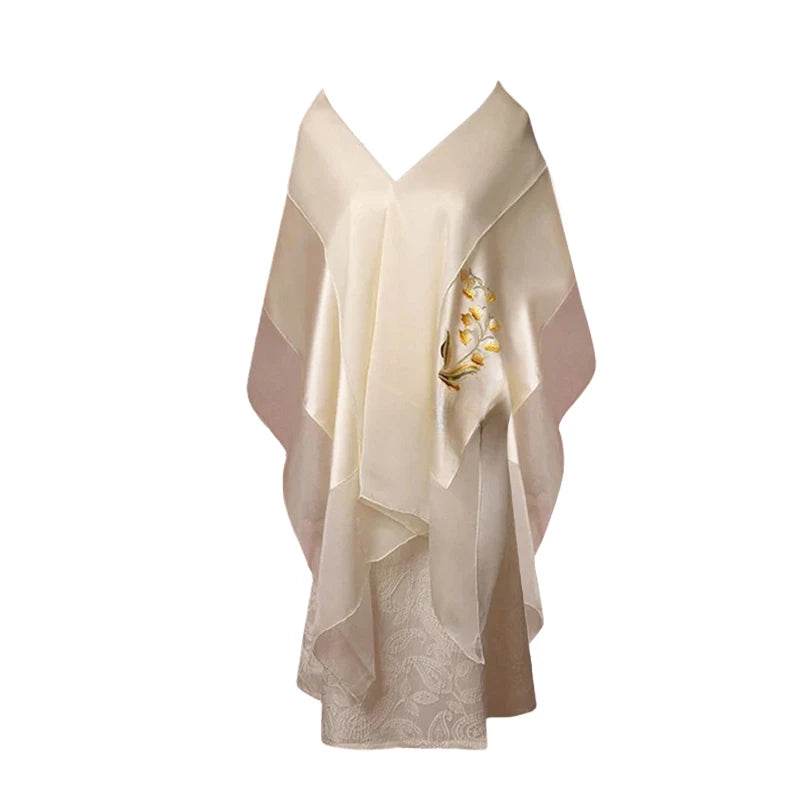 Handcrafted Su Embroidery 16 Momme Silk Scarf Shawl 190x65cm - SinoCultural