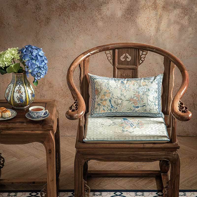 Chinoiserie Style Plush Printed Chair Cushion for Comfort - SinoCultural -- SC022A38 - 