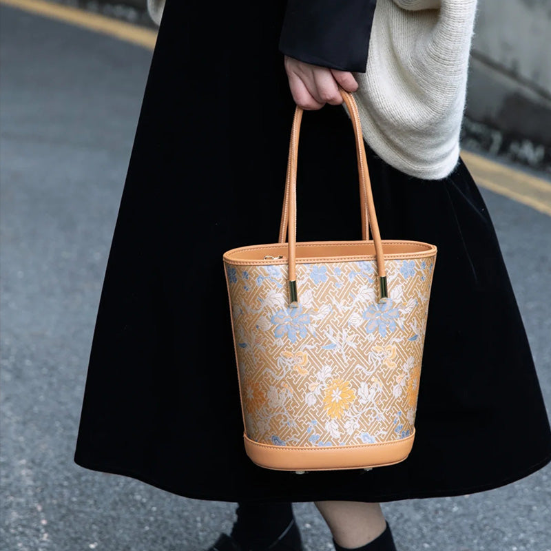 Song Brocade Mulberry Silk Tote Bag-SinoCultural