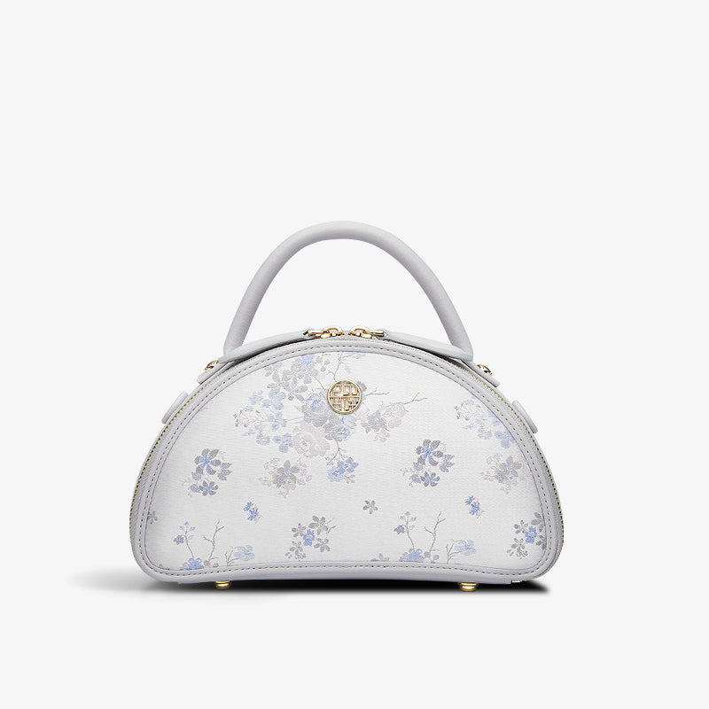 Song Brocade Silk Elegant Semicircle Handbag-Shoulder Bag-SinoCultural-Purple-Single Bag-P120449-3-SinoCultural