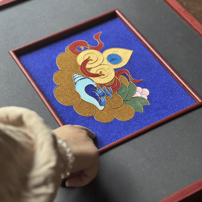 Intangible Heritage Cloisonné Enamel Klein Blue Decorative Painting - SinoCultural -- JN1104 - 