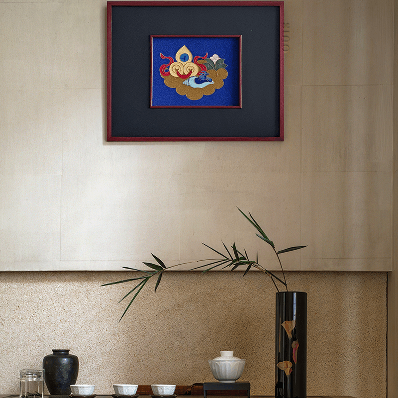 Intangible Heritage Cloisonné Enamel Klein Blue Decorative Painting - SinoCultural -- JN1104 - 