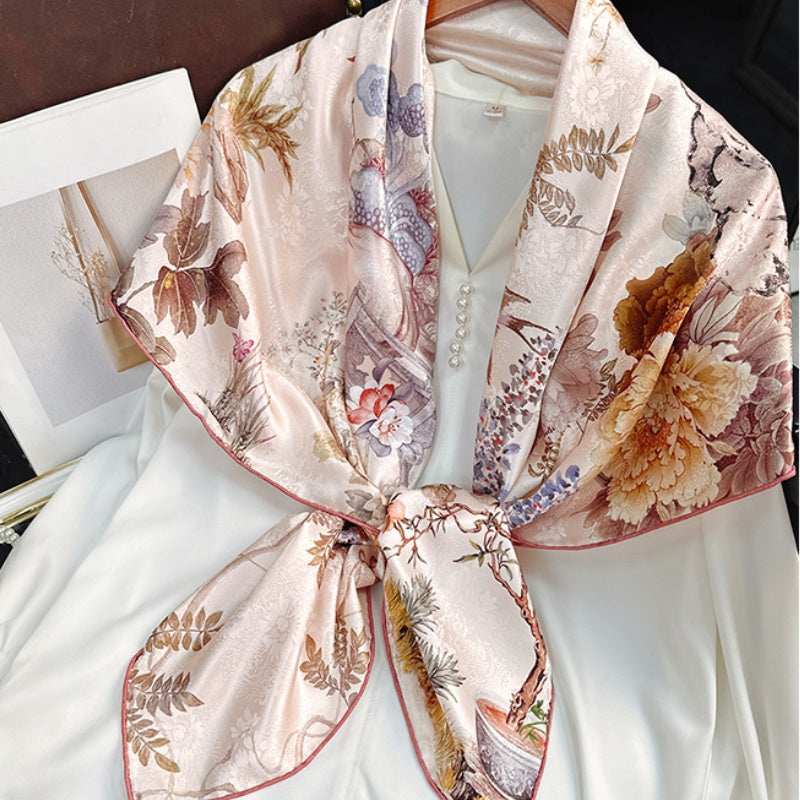 Mulberry Silk Double-sided Color Square Scarf 108-Scarf-SinoCultural-Pink-CXFJ015-SinoCultural