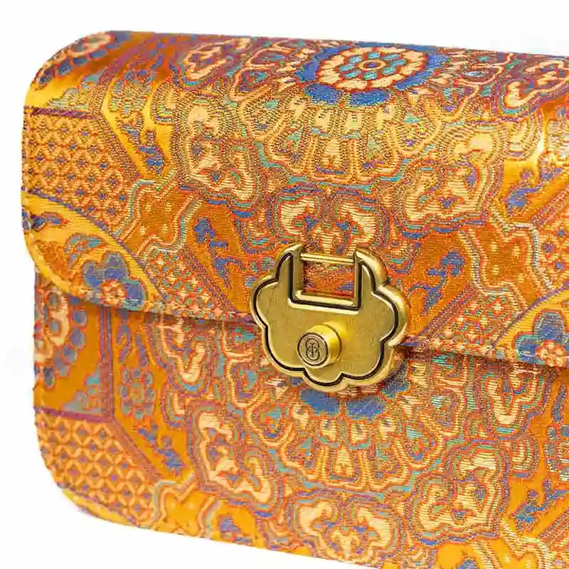 Song Brocade Leather Luxurious Clutch Handbag - SinoCultural