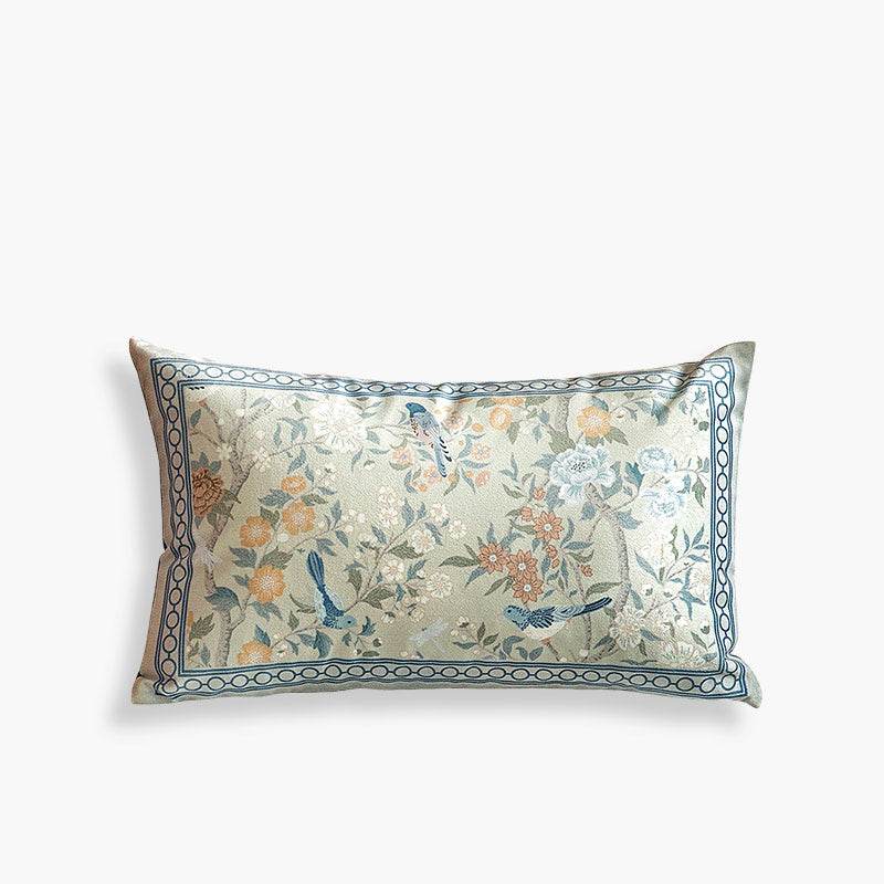 Chinoiserie Style Plush Printed Lumbar Pillow Cushion for Comfort - SinoCultural -- WP022A01 - 
