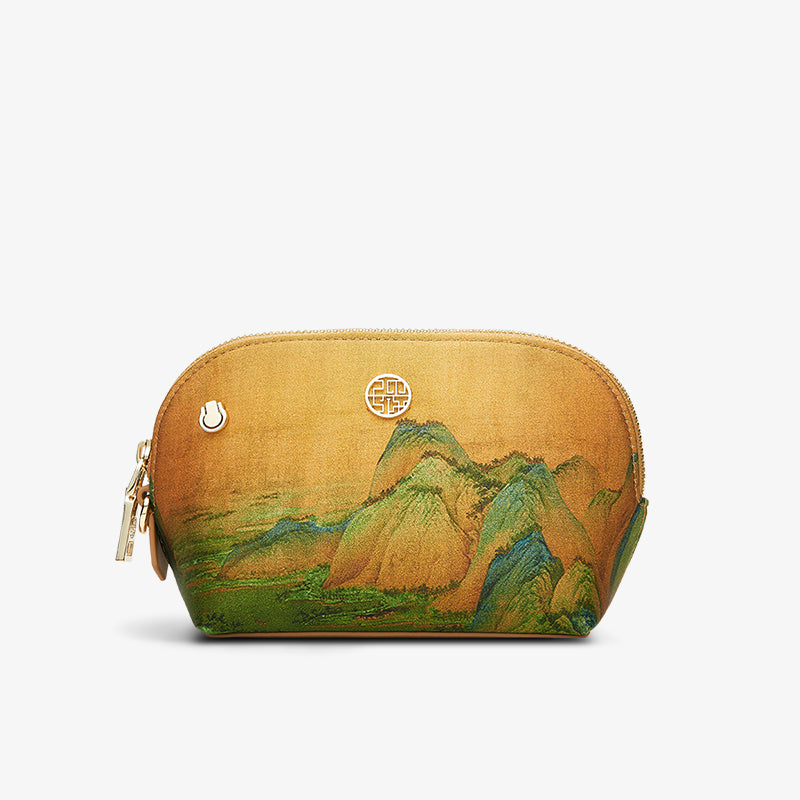 Chinese Ancient Painting Mulberry Silk Clutch Bag-Handbag-SinoCultural-Yellow-Single Bag-P170086-SinoCultural