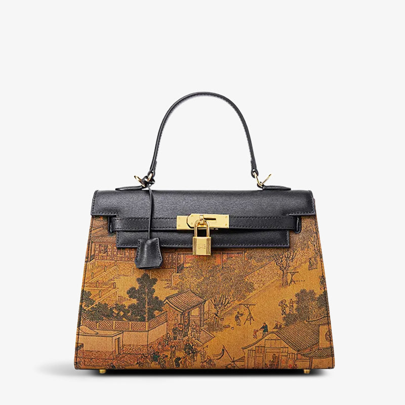 Fragrant Cloud Silk Chinese Painting Kelly Bag-SinoCultural