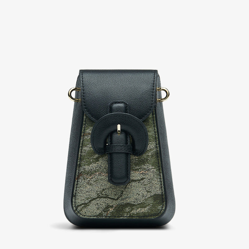 Woven Brocade Vintage Shoulder Phone Bag-Handbag-SinoCultural-Black-Single Bag-P210601-SinoCultural