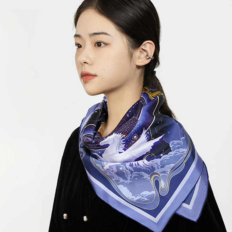 Palace Museum Time Rift Mulberry Silk Scarf 63.5-Purple-SS006PP-SinoCultural