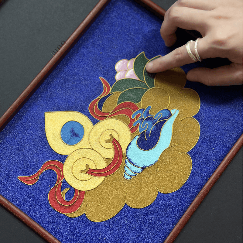 Intangible Heritage Cloisonné Enamel Klein Blue Decorative Painting - SinoCultural -- JN1104 - 