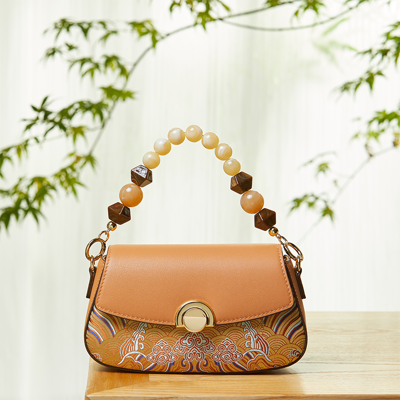 Brocade Jacquard Mulberry Silk Exquisite Handbag-Handbag-SinoCultural-Brown-Single Bag-P22028104BN-1-SinoCultural