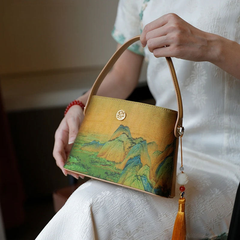 Mulberry Silk New Chinese Bucket Handbag-SinoCultural