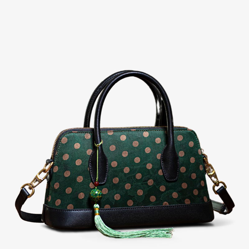 Fragrant Cloud Silk Elegant Green Handbag-Tote Bag-SinoCultural-Green-Single Bag-KM-0175-M2-SinoCultural