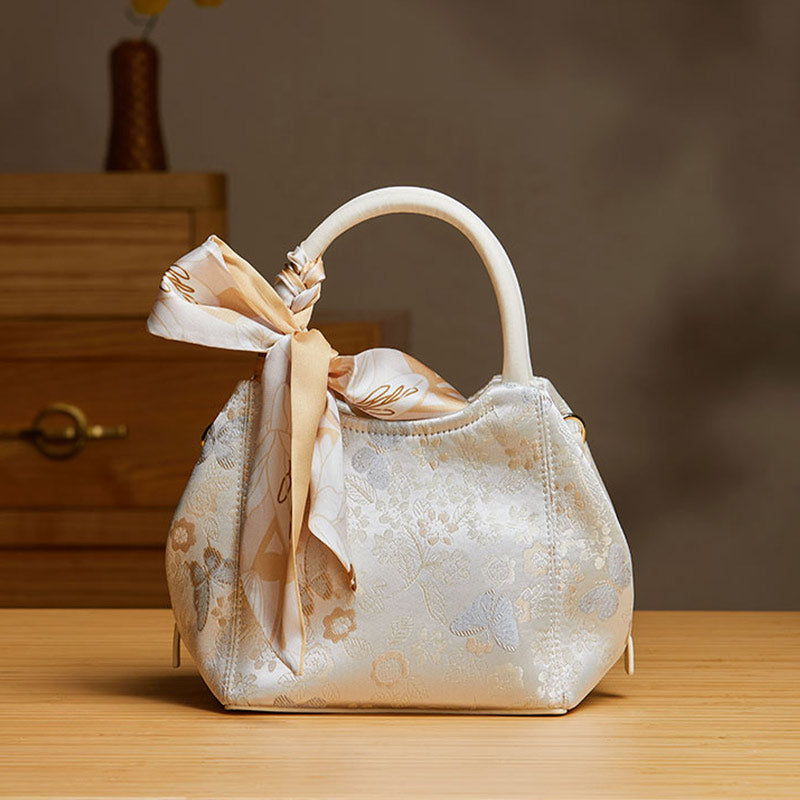 Brocade Jacquard Silk Cute Bucket Bag-Bucket Bag-SinoCultural-SinoCultural
