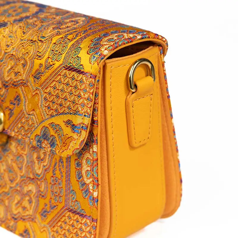 Song Brocade Leather Luxurious Clutch Handbag - SinoCultural