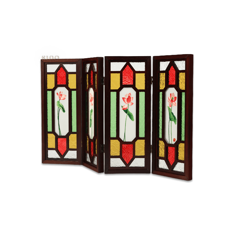 Handcrafted Embroidery Lotus Blossom Cantonese Mansion Window Ornament - SinoCultural -- BXL06WCS174A03 - 