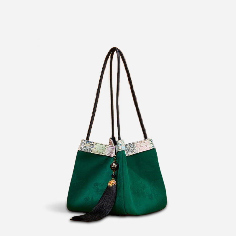 Fragrant Cloud Silk Jacquard Vintage Bucket Bag