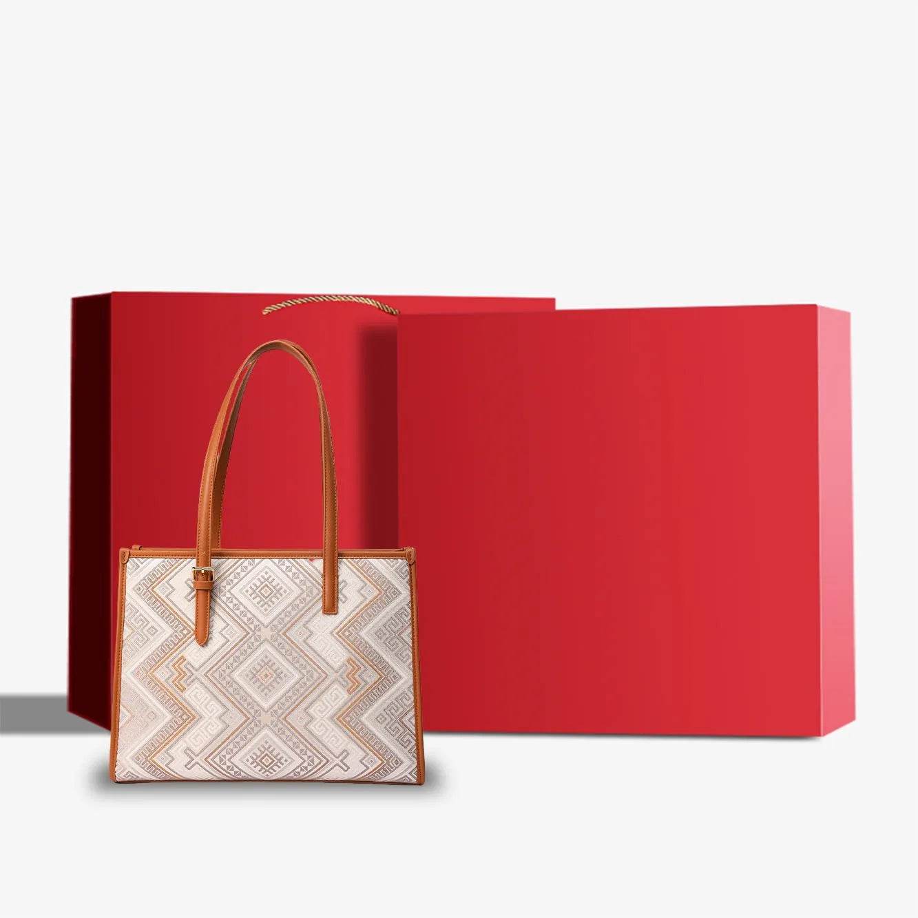 Zhuang Brocade Handicraft Large-Capacity Commuter Tote Bag - SinoCultural