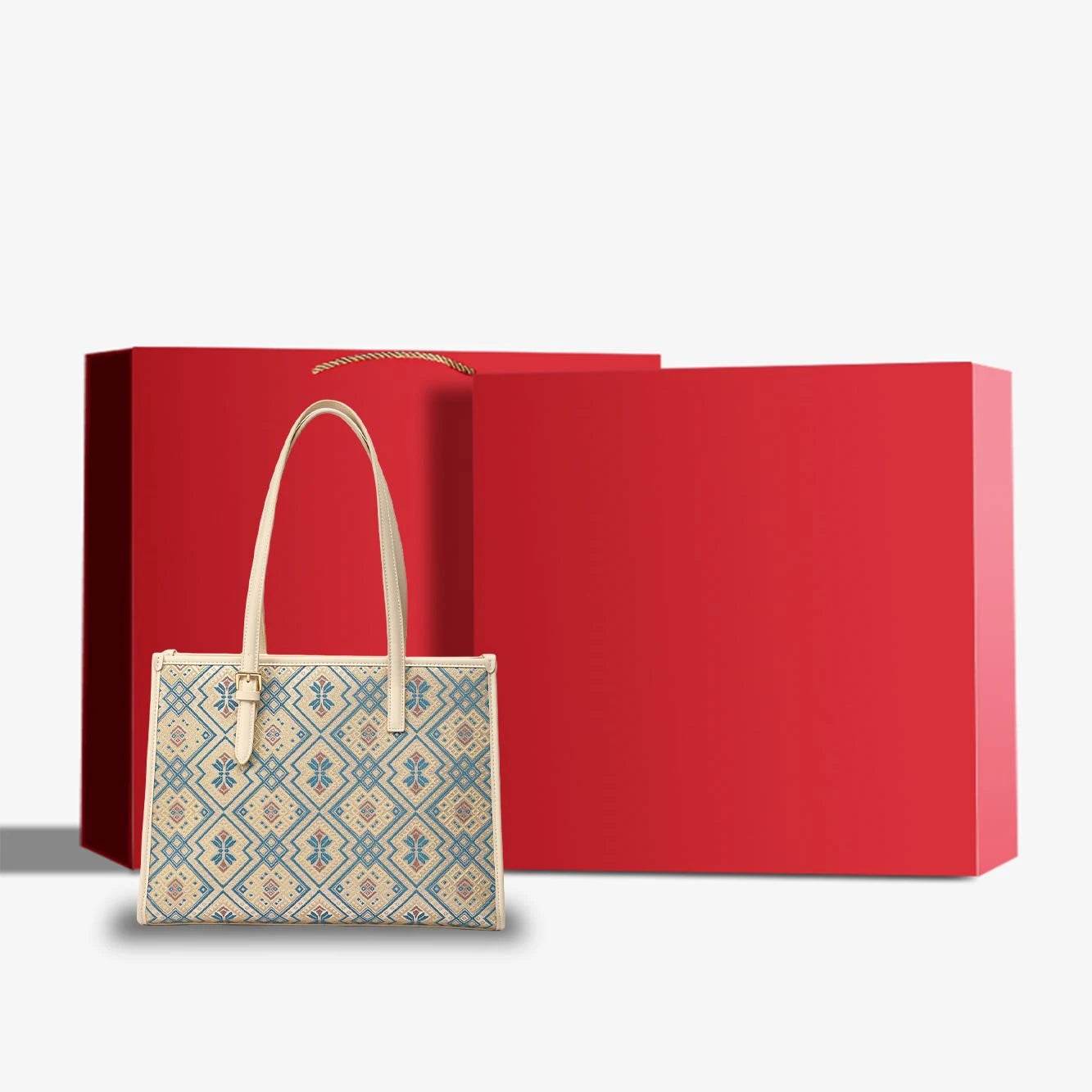 Zhuang Brocade Handicraft Large-Capacity Commuter Tote Bag - SinoCultural
