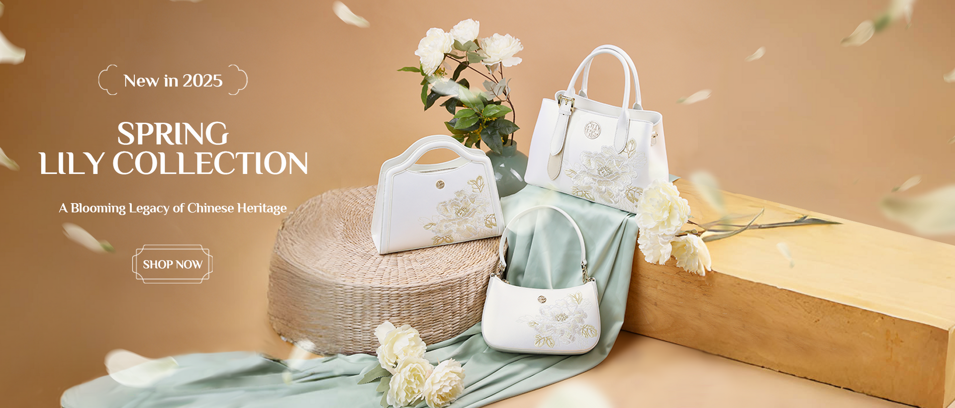 Sinocultural white embroidery leather bags