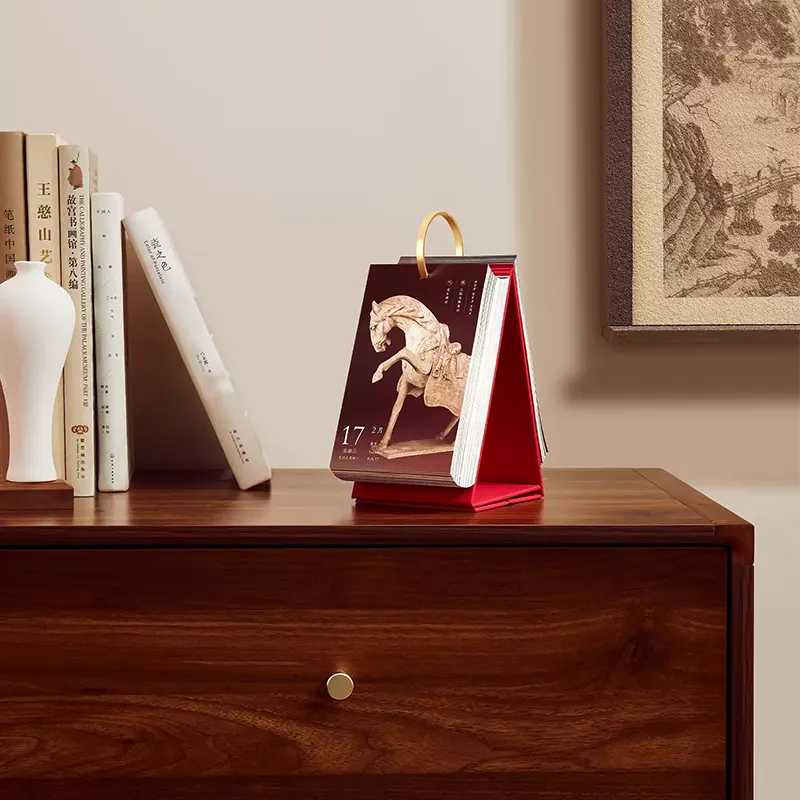 2026 Chinese Fire Horse Year New Year Calendar Set placed on a table, creating a festive New Year atmosphere.