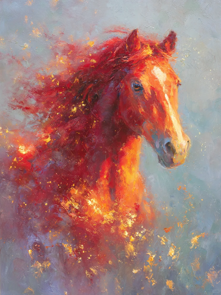 Vibrant red horse painting with golden flecks - 2026 Chinese Horse Year Gift Guide cover.