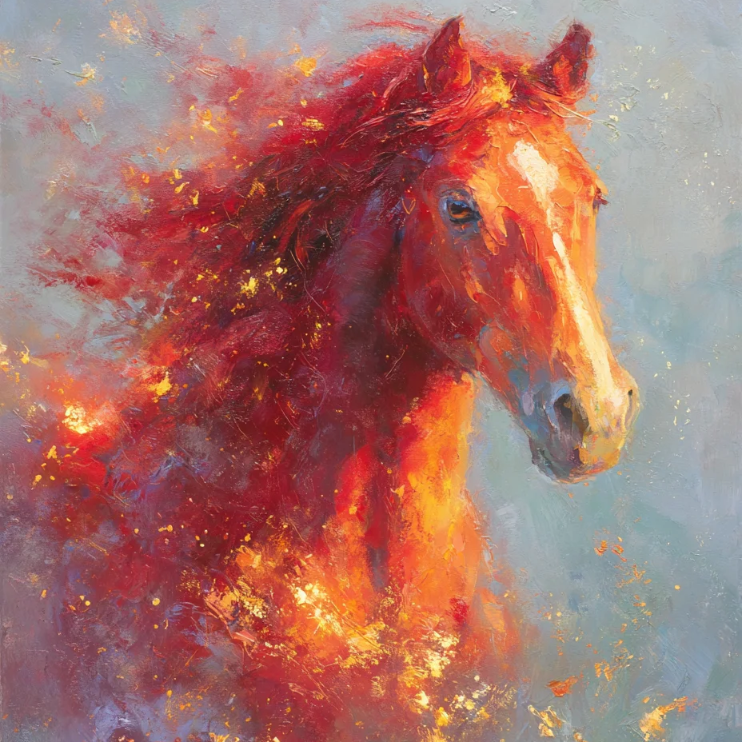 Vibrant red horse painting with golden flecks - 2026 Chinese Horse Year Gift Guide cover.