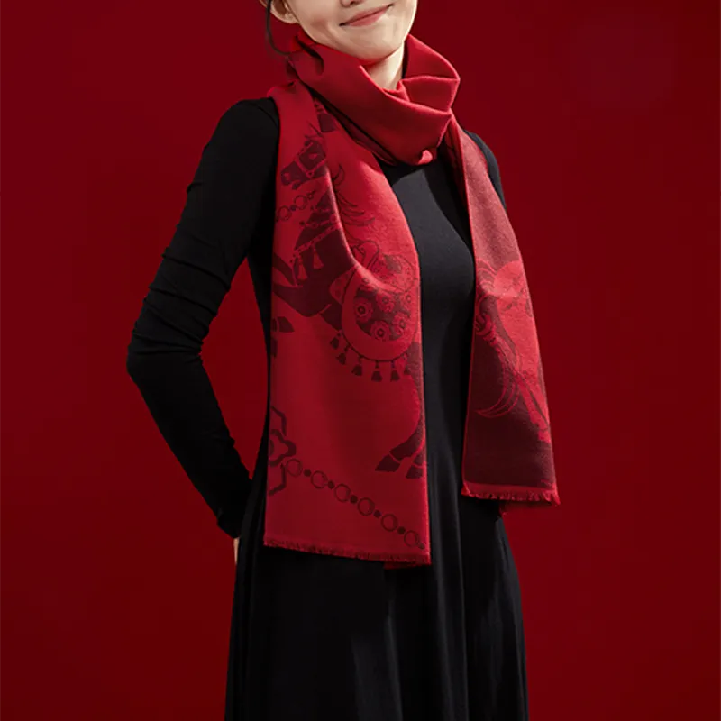 Styled with black coat: silk scarf for gala events.