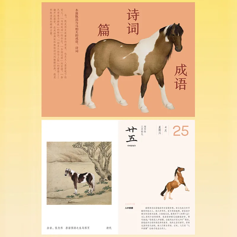 "Horse Idioms" section: Illustrated Chinese idioms featuring horses.