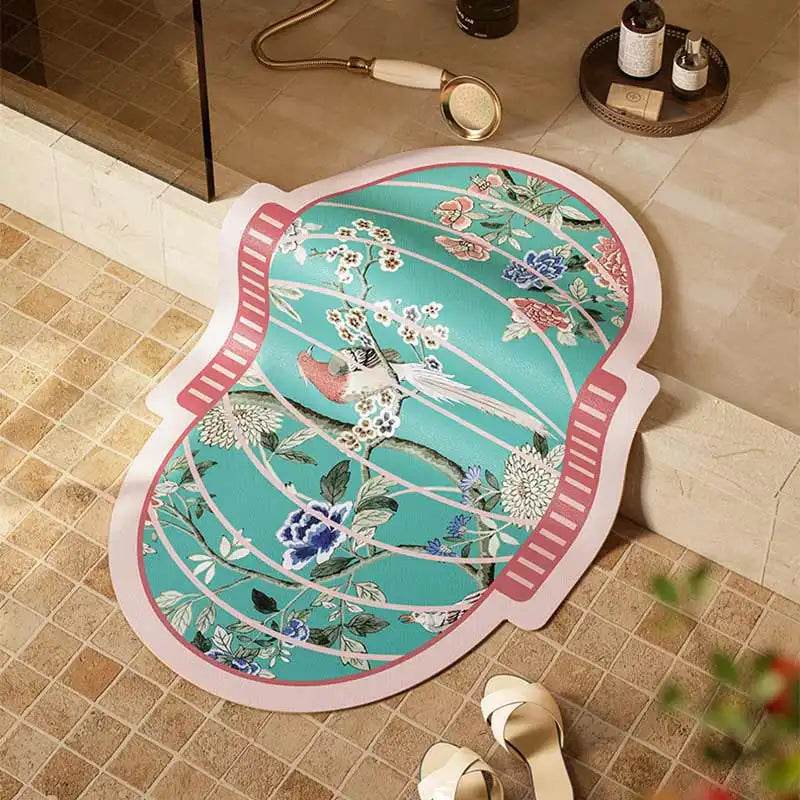 Chinoiserie Lantern-Shaped Absorbent Bathroom Mat Non-Slip Rug - SinoCultural
