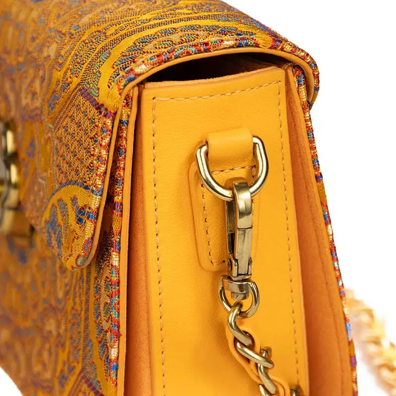 Song Brocade Leather Luxurious Clutch Handbag