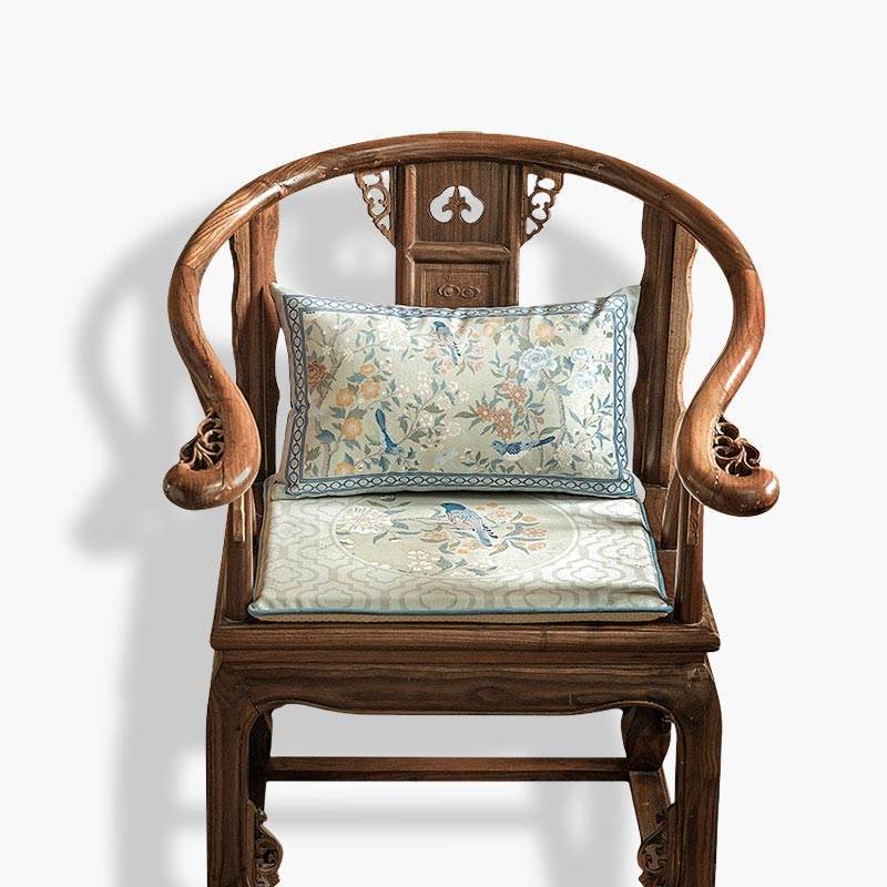 Chinoiserie Style Plush Printed Chair Cushion for Comfort - SinoCultural -- SC022A38 - 
