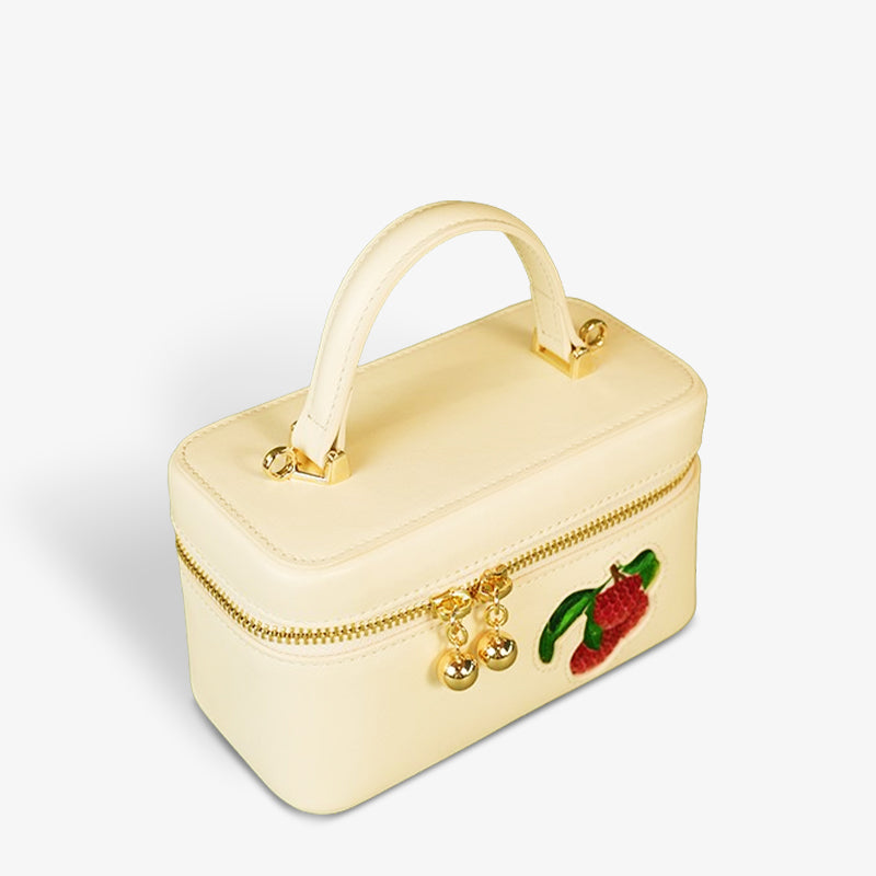 Handcrafted Embroidered Lychee Square Box Handbag