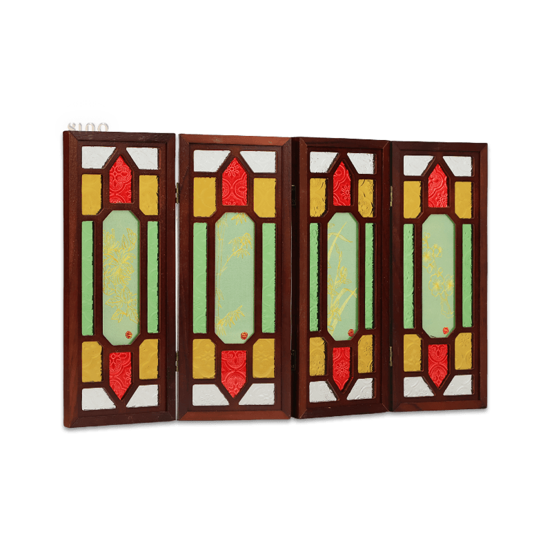 Hand-Embroidered Cantonese Mansion Window Ornament in Sandalwood Frame - SinoCultural -- BXL06WCS174A08 - 