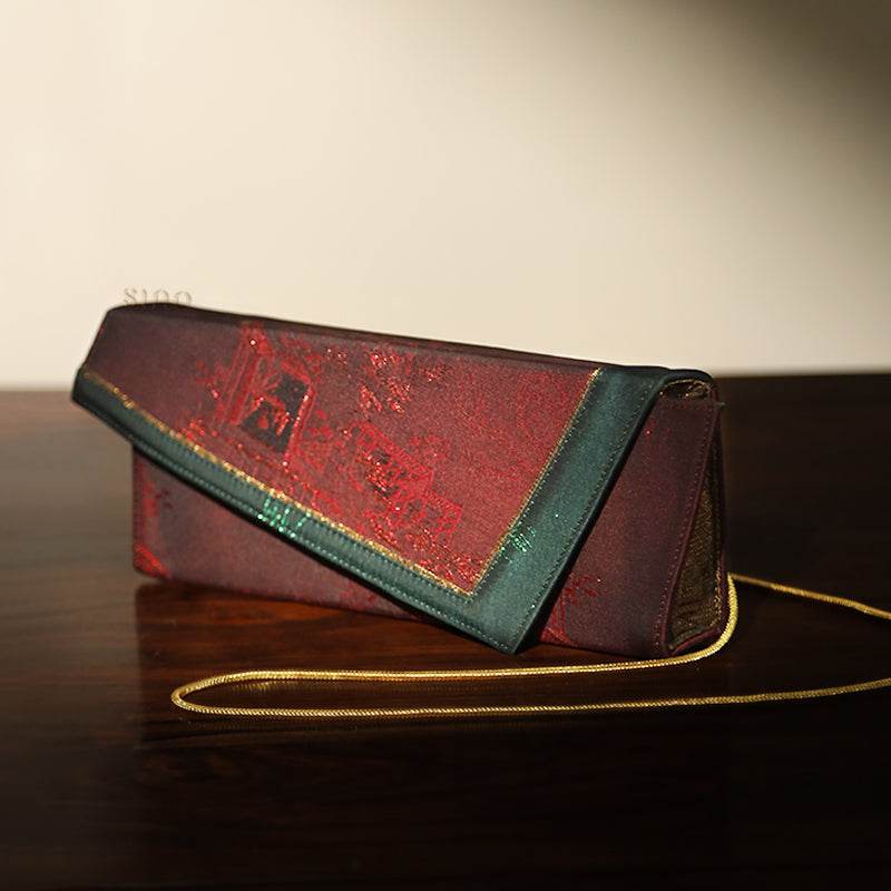 Ultra-Light Envelope Clutch Handbag in Recycled Fabric with Hualuo Silk 216g - SinoCultural -- GD1202 - 