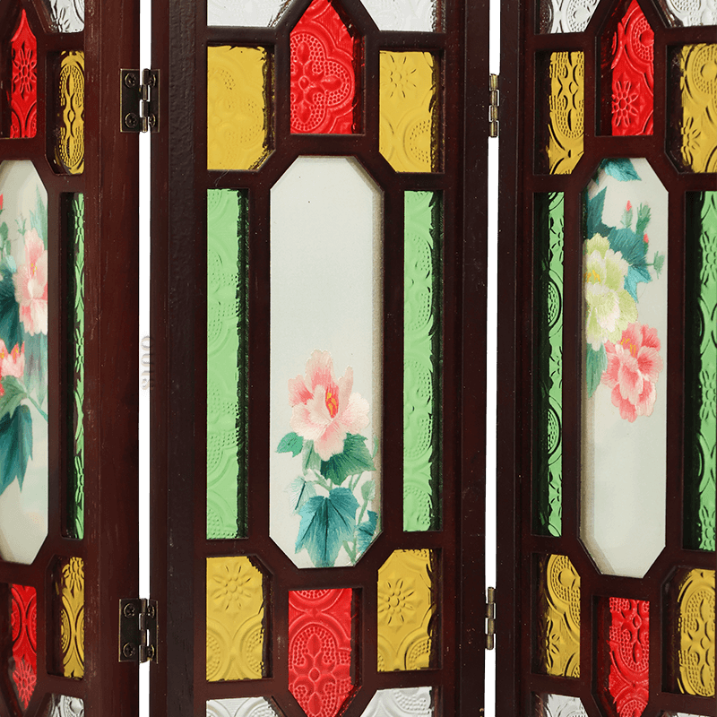 Hand Embroidery Peony Flower Rosewood Cantonese Mansion Window Ornament - SinoCultural -- BXL06WCS174A07 - 
