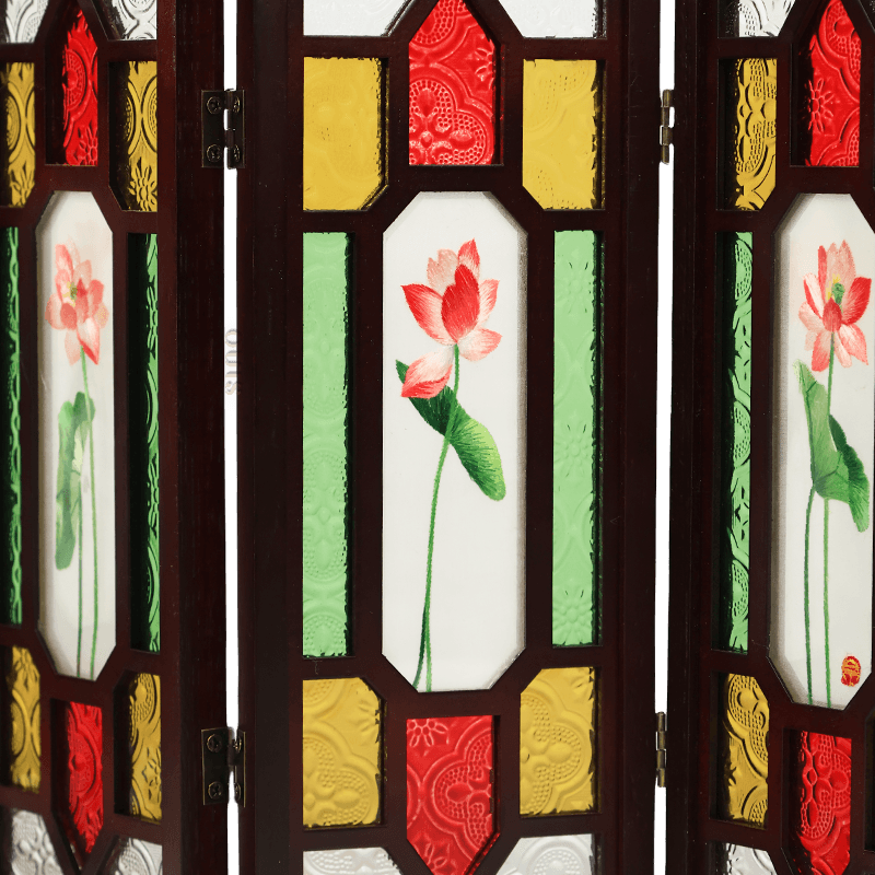 Handcrafted Embroidery Lotus Blossom Cantonese Mansion Window Ornament - SinoCultural -- BXL06WCS174A03 - 