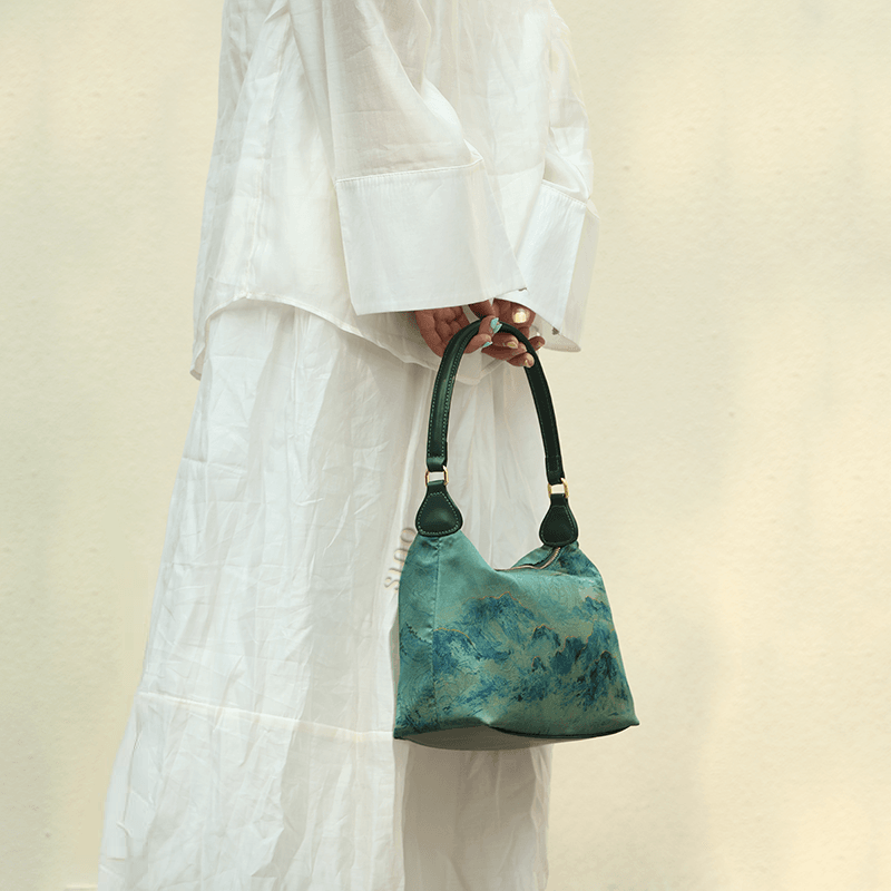 Xiangyunsha Silk Mulberry Silk Vintage Shoulder Bag - SinoCultural -- YSY1002Q - 