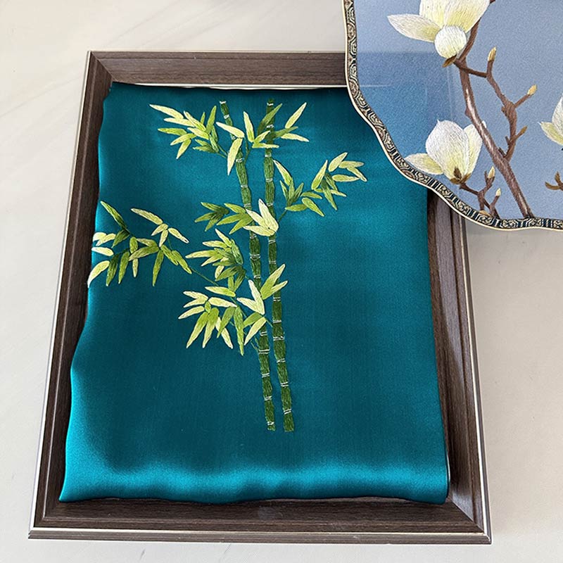 Cantonese Embroidery Handmade Mulberry Silk Scarf 155*35-BLSJ001A15-SinoCultural