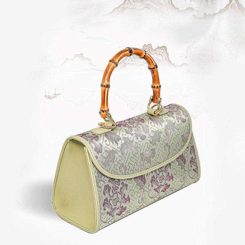 Song Brocade Mulberry Silk Vintage Peony Handbag-Handbag-SinoCultural-SinoCultural